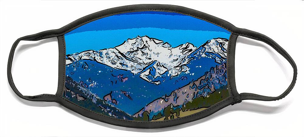 16x9 Face Mask featuring the painting Mt Gardner in the Spring Abstract Painting by Omaste Witkowski