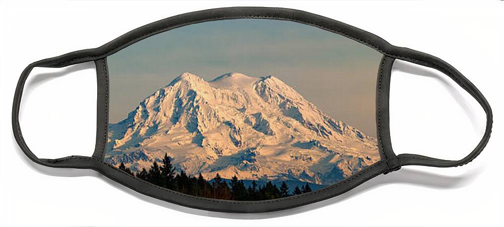 Mt Rainier Face Mask featuring the photograph Mt Rainier Winter Panorama by Mary Jo Allen