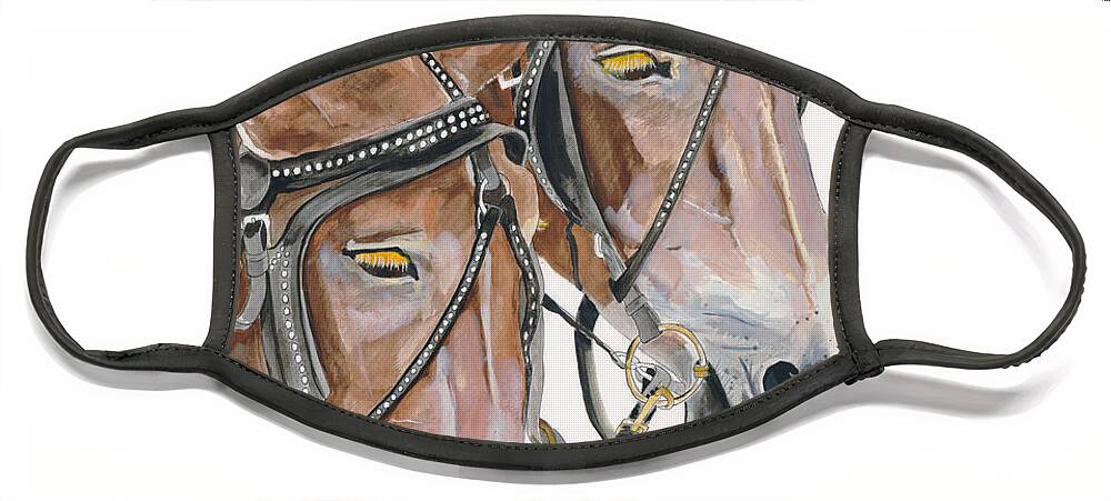 Mules Face Mask featuring the painting Mules - Two - Beast of Burden by Jan Dappen