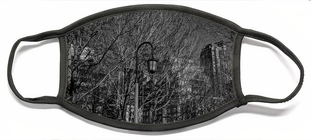 Toronto Photographer Face Mask featuring the photograph Music Garden Lampost BW by Nicky Jameson