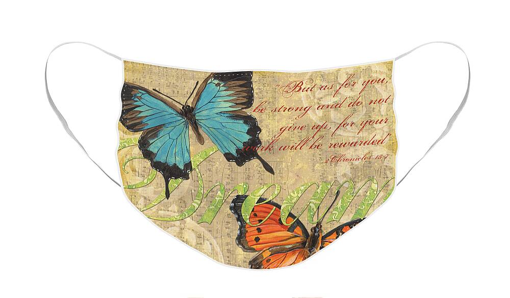 Butterflies Face Mask featuring the painting Musical Butterflies 1 by Debbie DeWitt