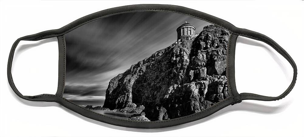 Mussenden Temple Face Mask featuring the photograph Mussenden Temple and Sea Stack by Nigel R Bell