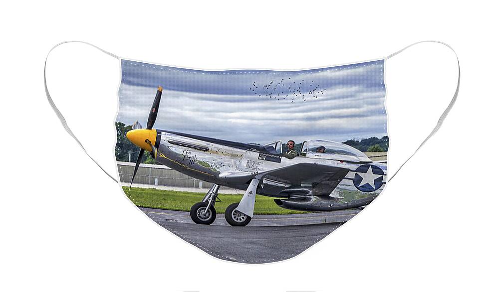 Airport Face Mask featuring the photograph Mustang P51 by Steven Ralser