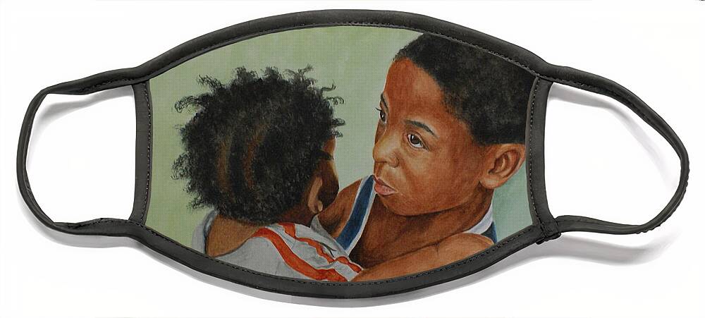 Children Face Mask featuring the painting My Brother's Keeper by Jill Ciccone Pike