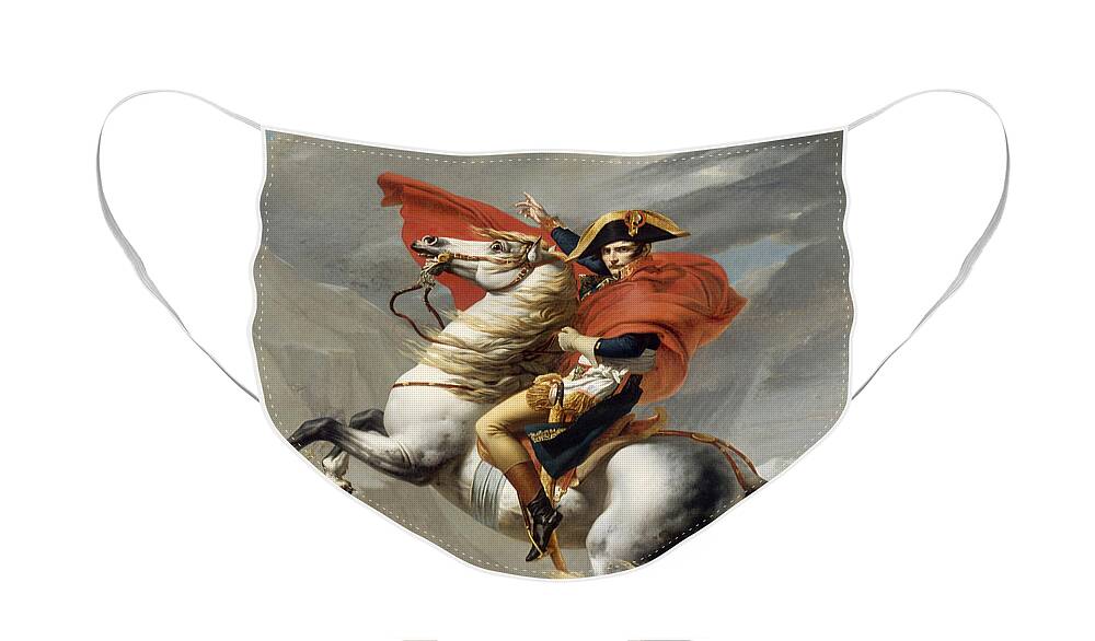 Napoleon Face Mask featuring the painting Napoleon Bonaparte on Horseback by War Is Hell Store