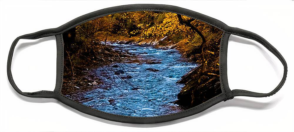 Creek Face Mask featuring the photograph Natures Golden Secret by DigiArt Diaries by Vicky B Fuller