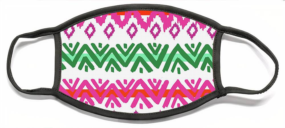Southwest Face Mask featuring the digital art Navajo Mission Round by Nicholas Biscardi