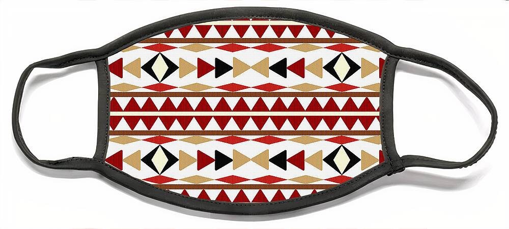 Navajo Pattern Face Mask featuring the mixed media Navajo White Pattern by Christina Rollo
