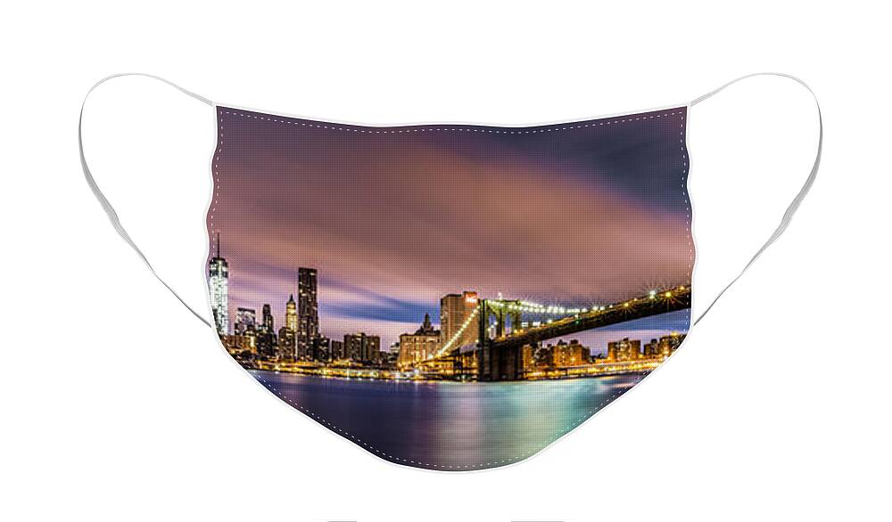 Brooklyn Bridge Face Mask featuring the photograph New Dawn over New York by Mihai Andritoiu
