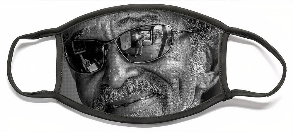 Musician Face Mask featuring the photograph New Orleans Musician BW by Kathleen K Parker