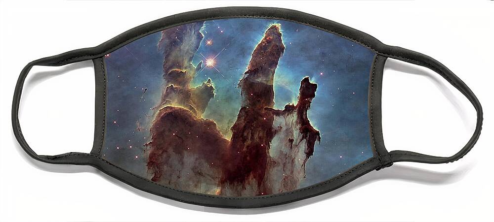 3scape Face Mask featuring the photograph Hubble Pillars of Creation HD Square by Adam Romanowicz
