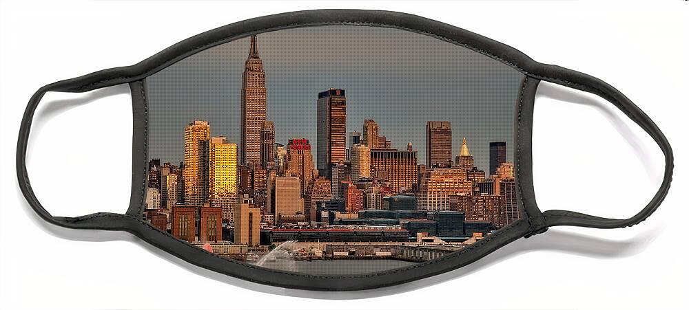 Nyc Face Mask featuring the photograph New York City Sundown on the 4th by Susan Candelario