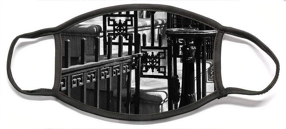 Stairway Face Mask featuring the photograph New York City Wrought Iron by Rona Black