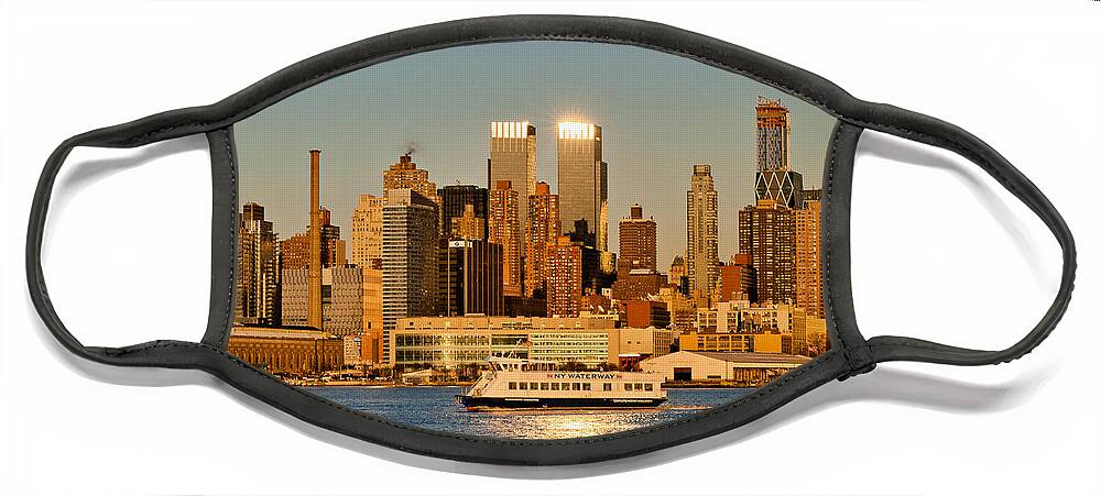 Best New York Skyline Photos Face Mask featuring the photograph New York Skyline Sunset by Mitchell R Grosky