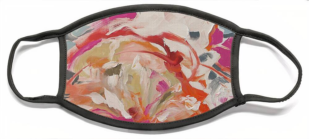 Abstract Face Mask featuring the painting Night Bloom by Linda Monfort