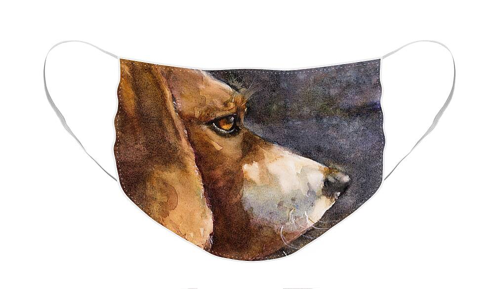 Dog Face Mask featuring the painting Night Calls by Judith Levins