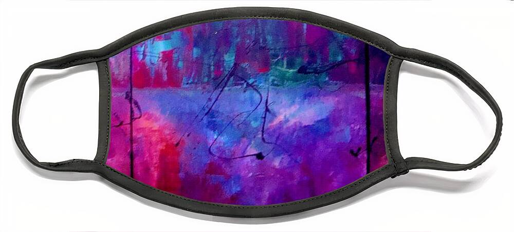 Abstract Face Mask featuring the painting Night Falls Upon by Lisa Kaiser