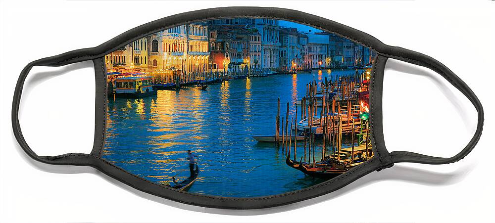 Canal Grande Face Mask featuring the photograph Night romance by Inge Johnsson