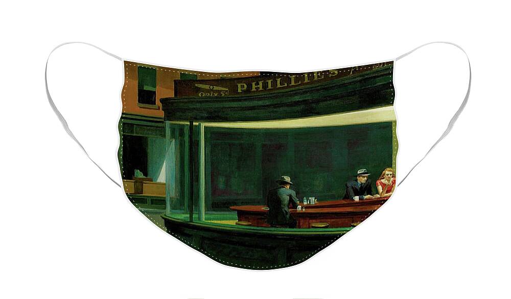  Face Mask featuring the Nighthawks by Edward Hopper