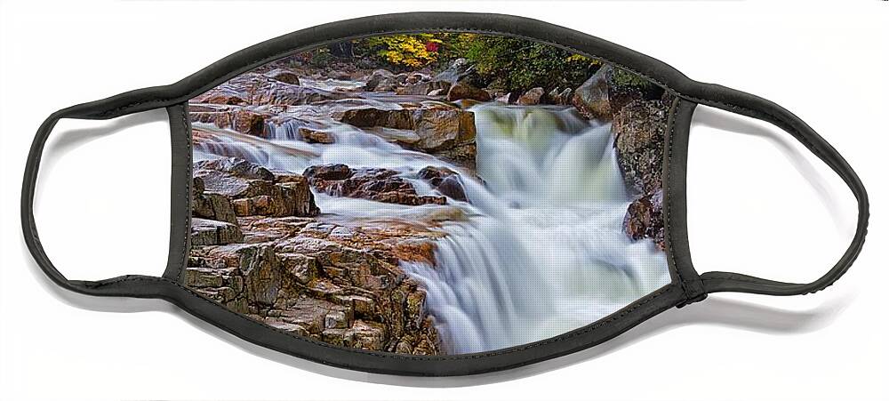 Autumn Face Mask featuring the photograph No Swimming Rocky Gorge Albany NH by Jeff Sinon