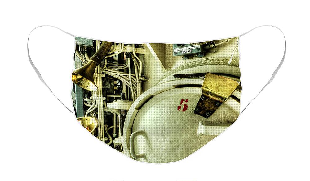 Nuclear Submarine Missile Chamber Face Mask featuring the photograph Nuclear submarine missile chamber by Weston Westmoreland