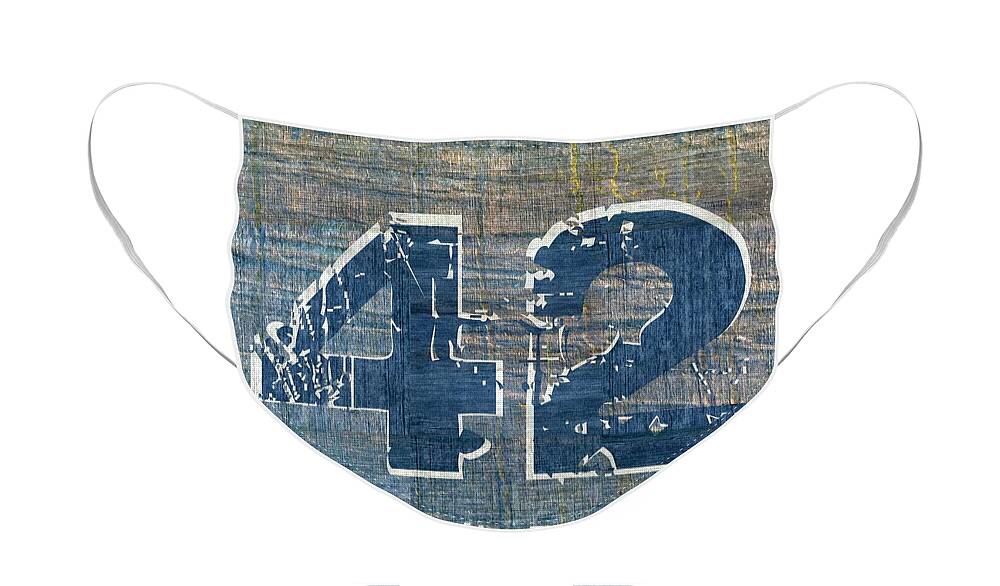 Jackie Robinson Face Mask featuring the digital art Number 42 by Michelle Calkins