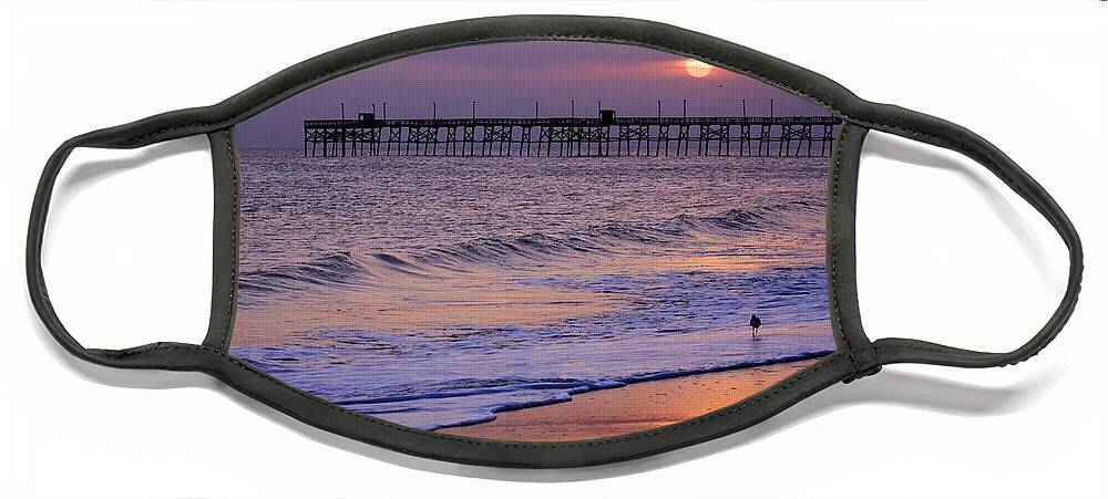 Oak Island Face Mask featuring the photograph Oak Island Sunset by Nick Noble