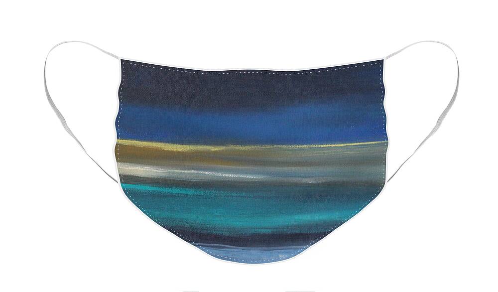 Abstract Painting Face Mask featuring the painting Ocean Blue 2 by Linda Woods