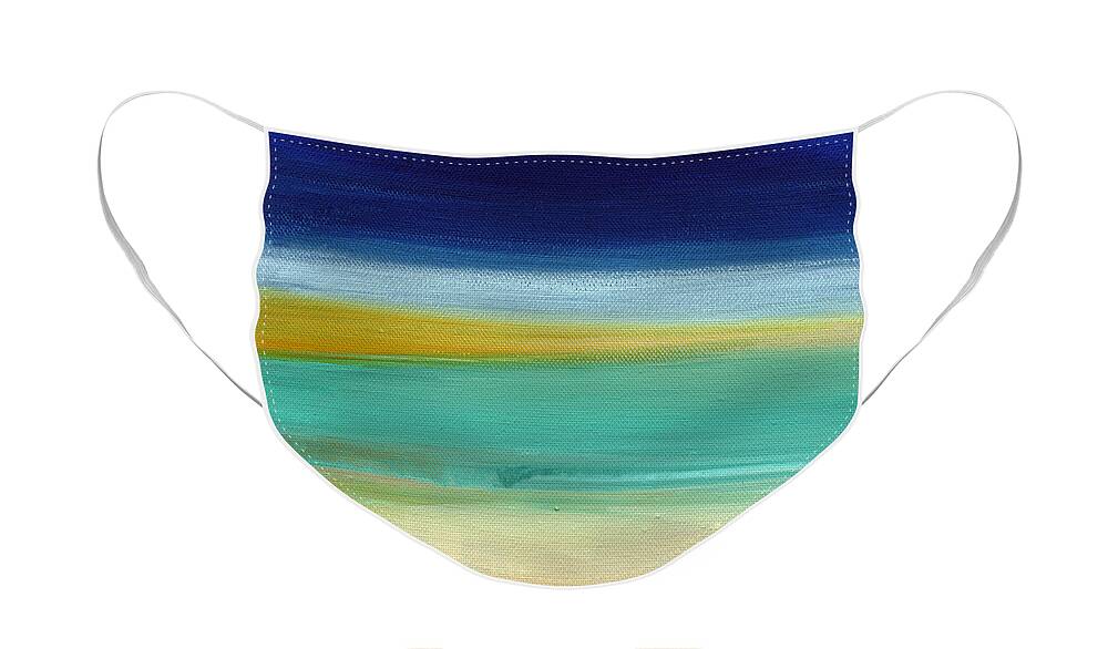Abstract Face Mask featuring the painting Ocean Blue 3- Art by Linda Woods by Linda Woods