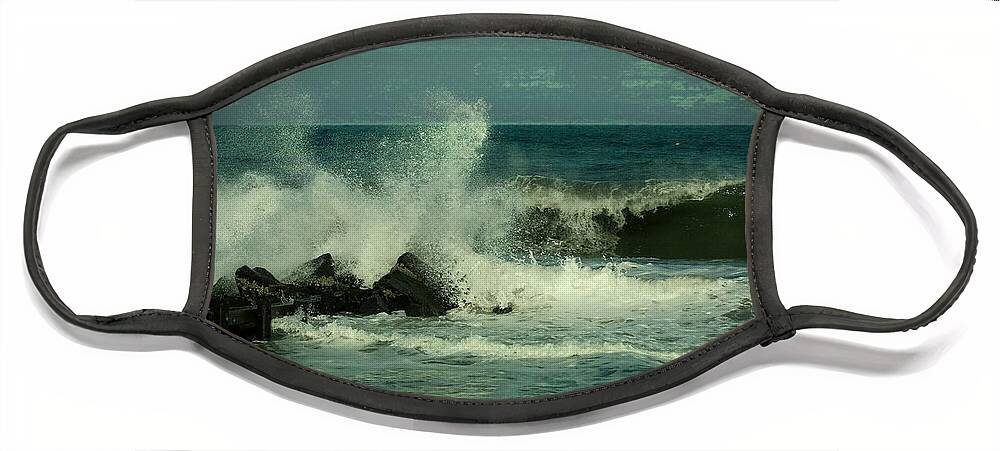 Jersey Shore Beaches Face Mask featuring the photograph Ocean Impact - Jersey Shore by Angie Tirado