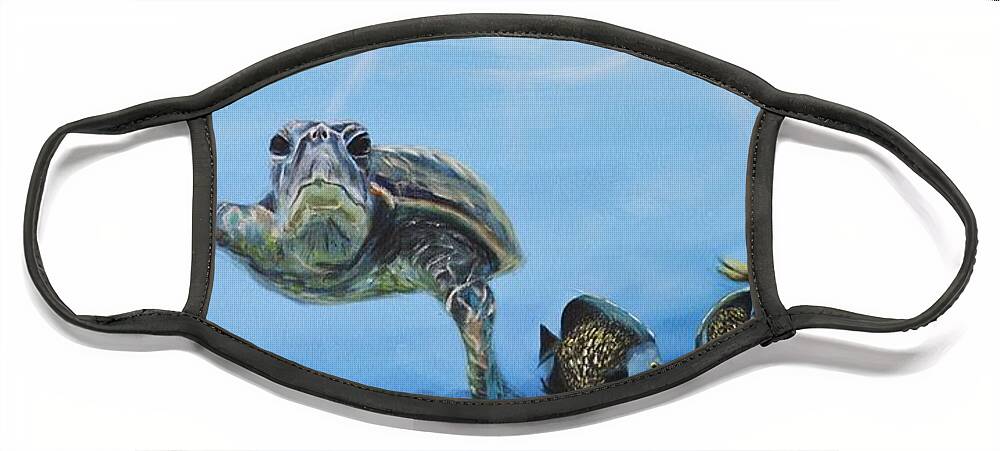 Turtle Face Mask featuring the painting Ocean Life by Donna Tuten