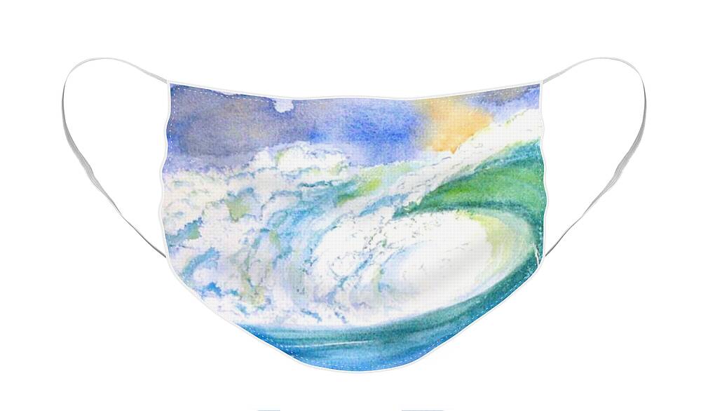 Wave Face Mask featuring the painting Ocean Spray by Carlin Blahnik CarlinArtWatercolor