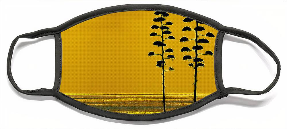 Sunset Face Mask featuring the photograph Ocean Sunset With Agave Silhouette by Ben and Raisa Gertsberg