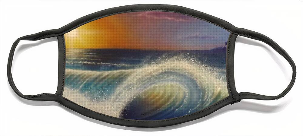Ocean Face Mask featuring the painting Ocean Wave by Darren Robinson