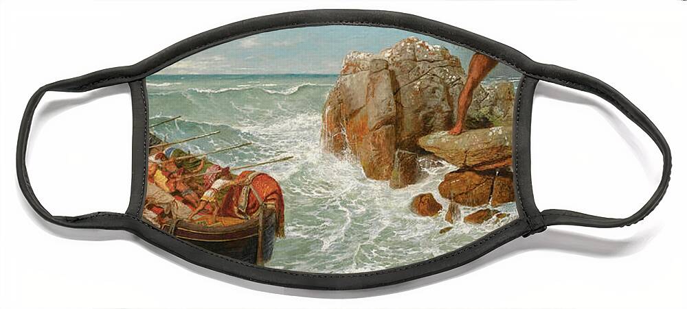 Arnold Boecklin Face Mask featuring the painting Odysseus and Polyphemus by Arnold Boecklin