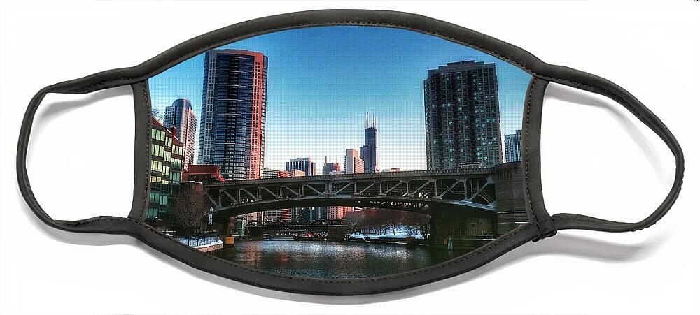 Chicago Face Mask featuring the photograph Ohio Street Bridge Over Chicago River by Nick Heap