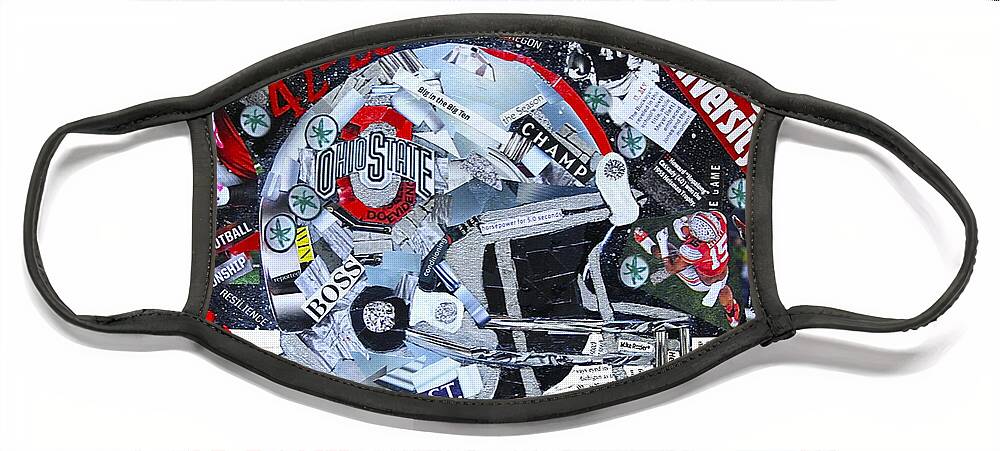  Ohio State Face Mask featuring the painting Ohio State University National Football Champs by Colleen Taylor