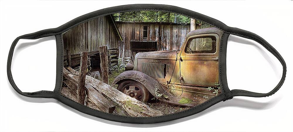 Art Face Mask featuring the photograph Old Farm Pickup Truck in the Smoky Mountains by Randall Nyhof