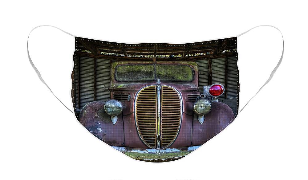 Ken Johnson Face Mask featuring the photograph Old Ford Firetruck 2 by Ken Johnson