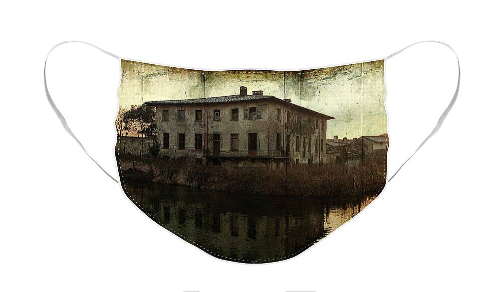 Albairate Face Mask featuring the photograph Old house on canal by Roberto Pagani