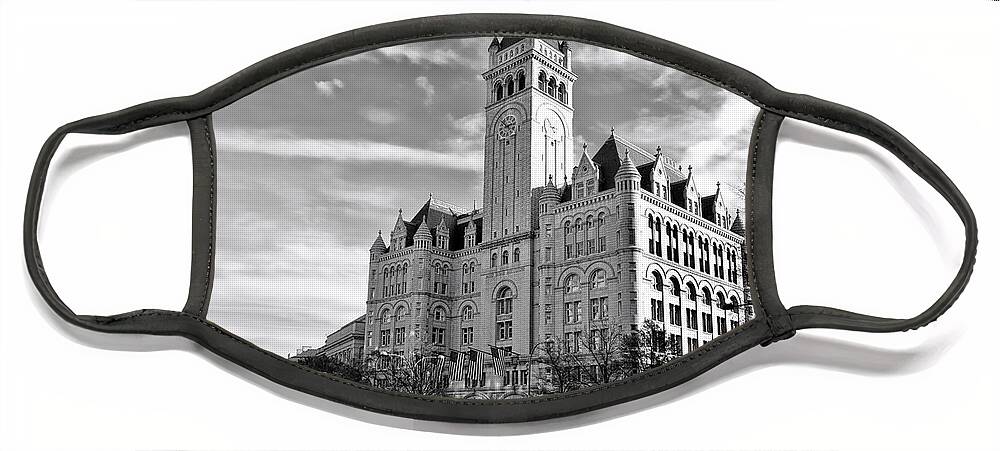Washington Face Mask featuring the photograph Old Post Office and Pennsylvania Avenue by Olivier Le Queinec