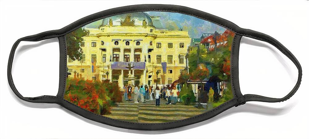 Europe Face Mask featuring the painting Old Town Square by Jeffrey Kolker