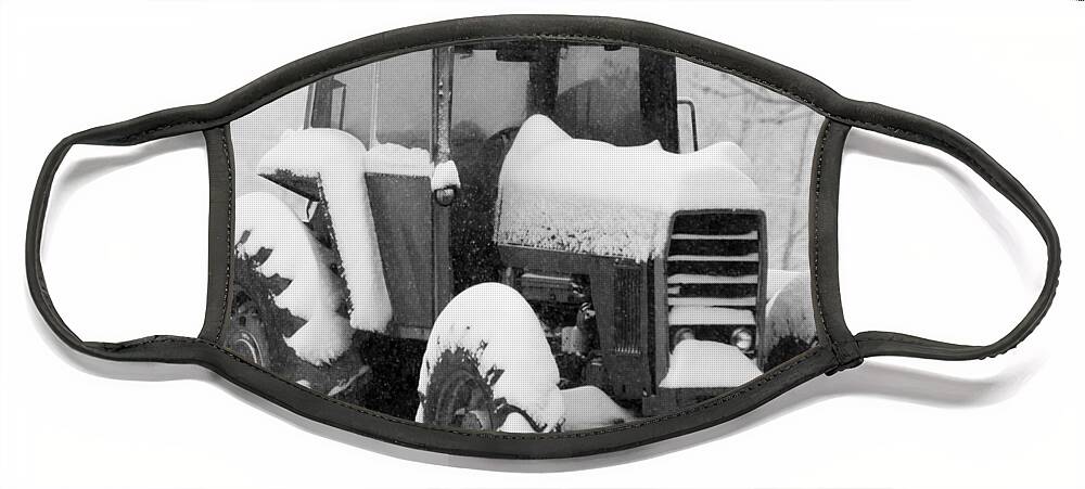 Snow Face Mask featuring the photograph Old Tractor in the Snow by Holden The Moment