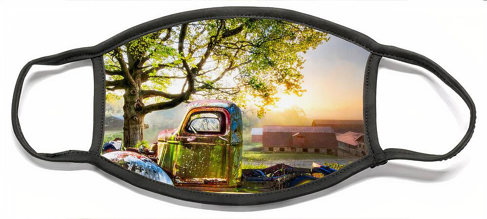 1937 Face Mask featuring the photograph Old Truck in the Morning by Debra and Dave Vanderlaan