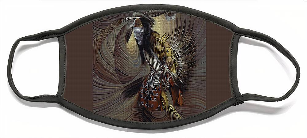 Native-american Face Mask featuring the painting On Sacred Ground Series IIl by Ricardo Chavez-Mendez