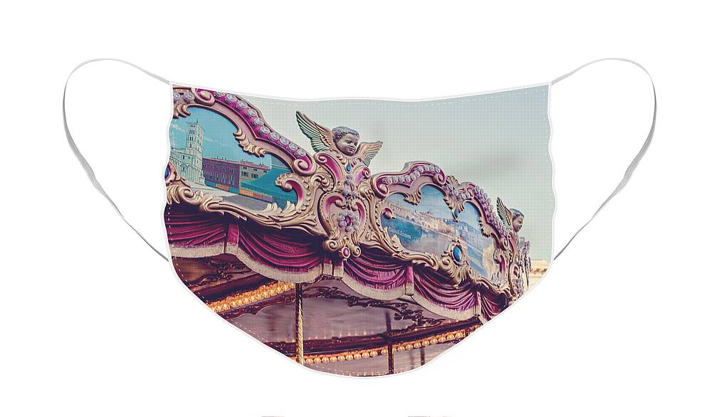 Carousel Face Mask featuring the photograph On the Piazza by Melanie Alexandra Price