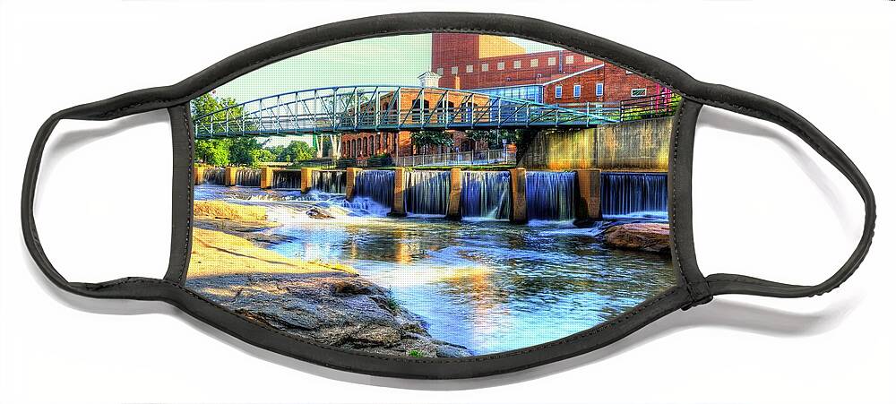 Carol R Montoya Face Mask featuring the photograph On the Reedy River in Greenville by Carol Montoya
