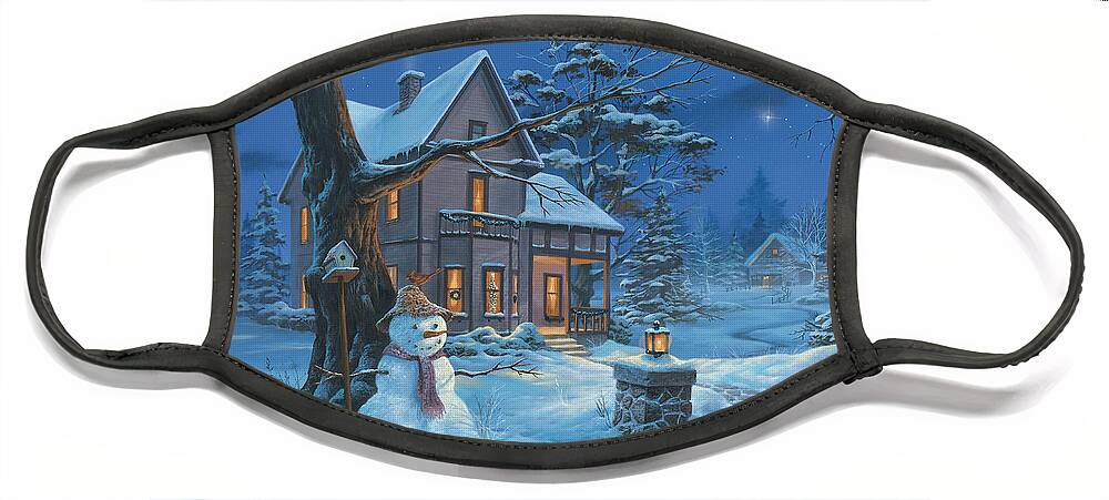 Michael Humphries Face Mask featuring the painting Once Upon A Winter's Night by Michael Humphries