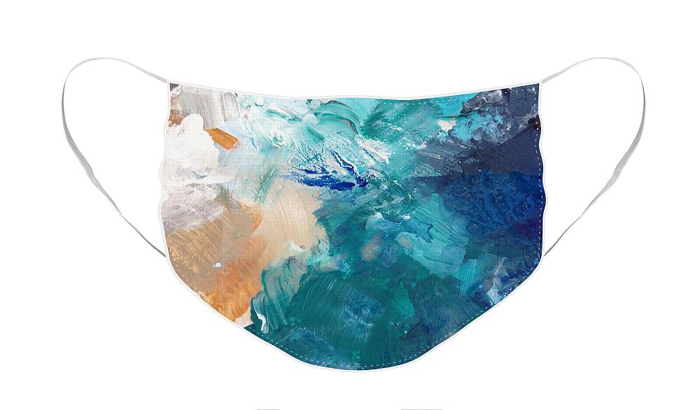 Abstract Painting Face Mask featuring the painting On A Summer Breeze- contemporary abstract art by Linda Woods