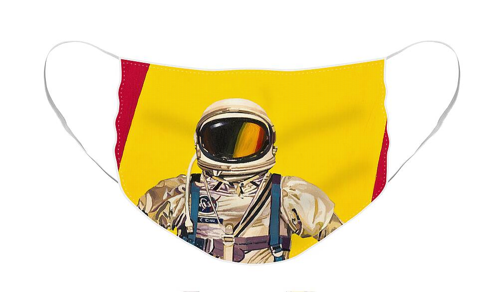 Astronaut Face Mask featuring the painting One Golden Arch by Scott Listfield